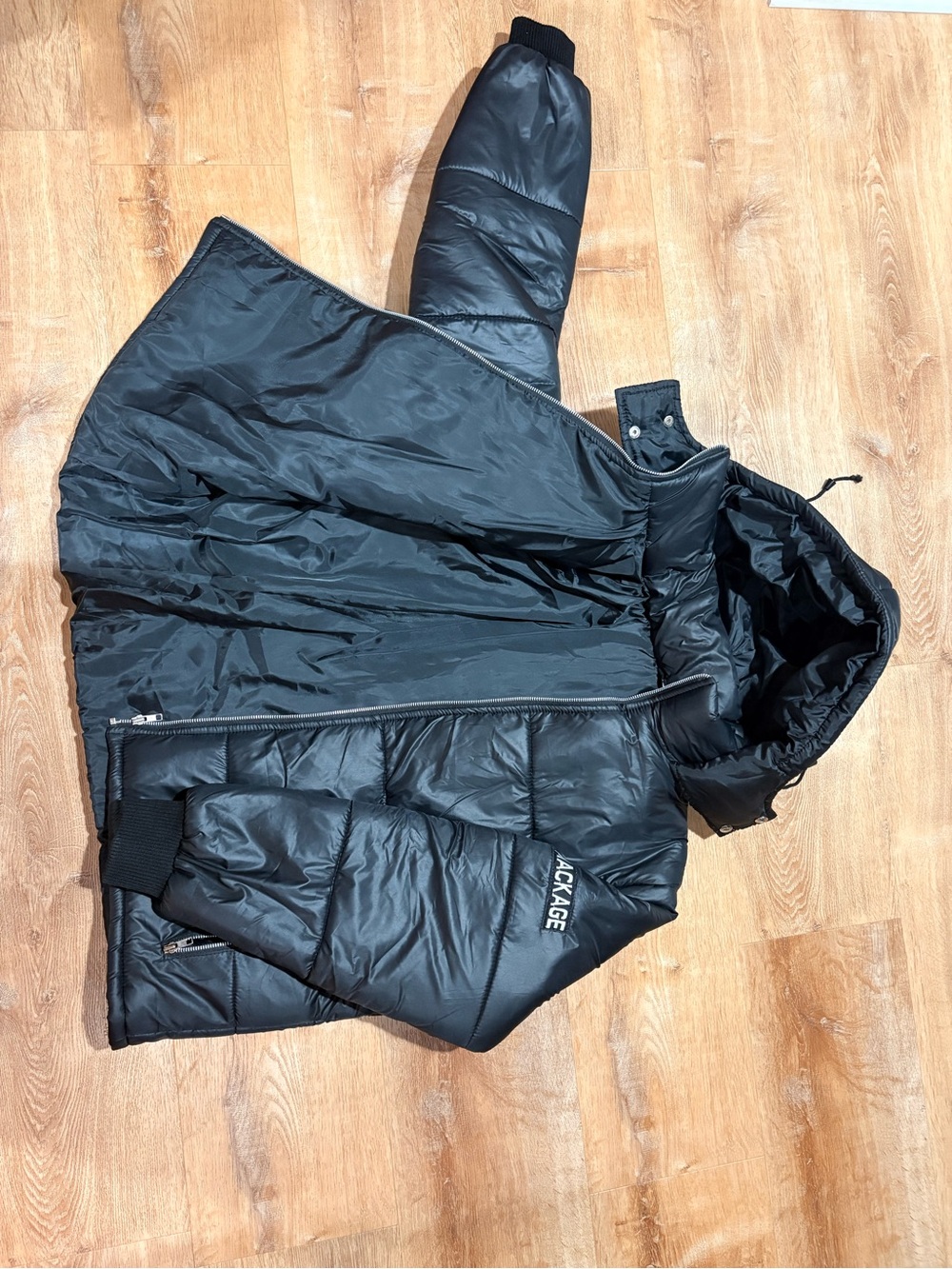 Men's Black Puffer Jacket with Hood